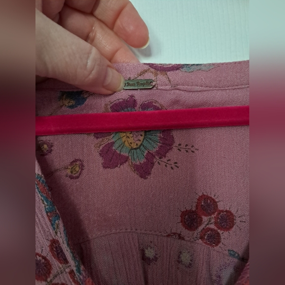 Free People Just the Two of Us Small Pink Floral Crochet Mini Blouse - Picture 6 of 14